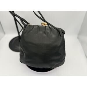 Vintage 1980s Carriage Court Black Leather Structured Handbag - MCM